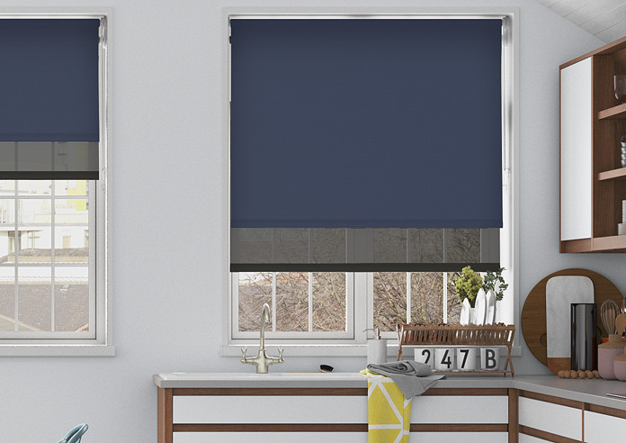Rimini (Blackout), Navy & Optima Black - Double Roller Blind - Image 3